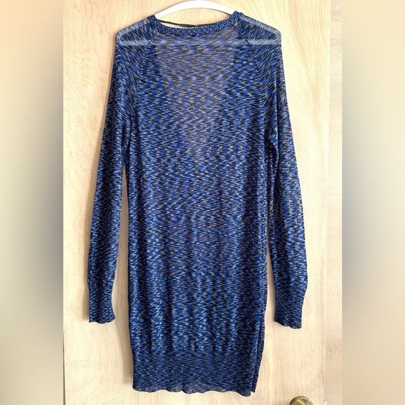 Free People Space Dye Longline Sheer V-Neck Button Cardigan Blue Gray M-L NWT - Picture 10 of 12